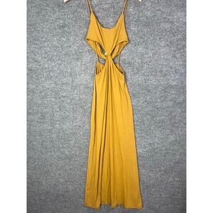 NWT $70 Free People Beach Piper Sleeveless Cutout‎ Midi Dress Gold Size S